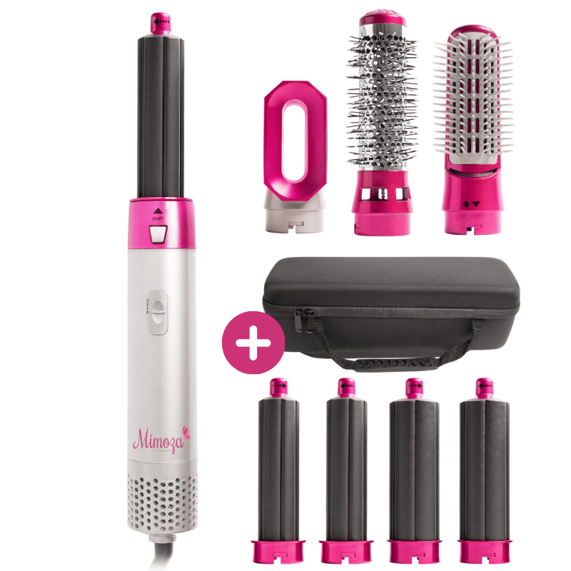 Hairstyler | 7-in-1 | 1000W | Einstellbar | Hitzebeständig | Leicht-Rosa-Reisende Aufbewahrungstasche-Luzern Mode
