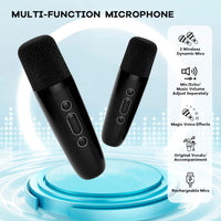 Tragbare Mini-Karaoke-Maschine mit Bluetooth-Lautsprecher und 2 kabellosen Mikrofonen – Veylo