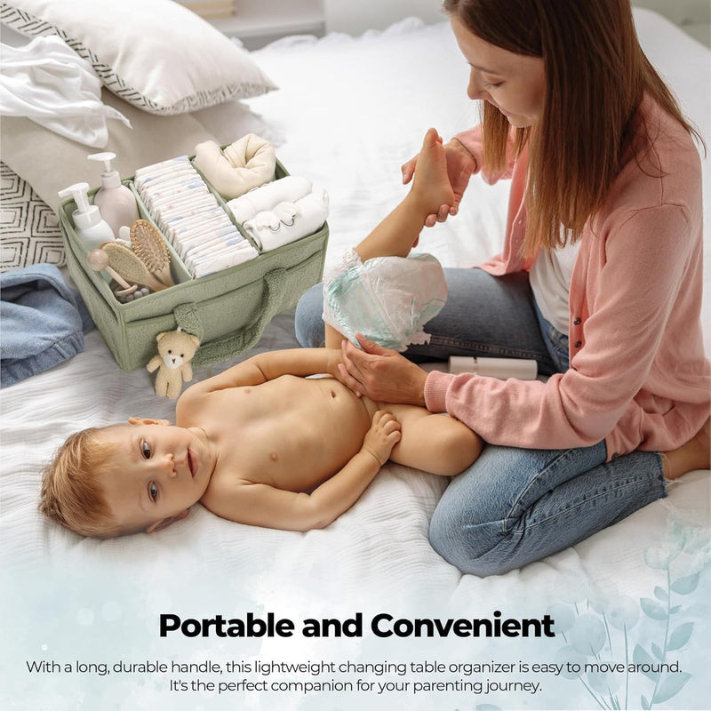 Baby Nappy Caddy Organizer – Plüsch Sherpa Aufbewahrungskorb mit Fächern – Elvoria