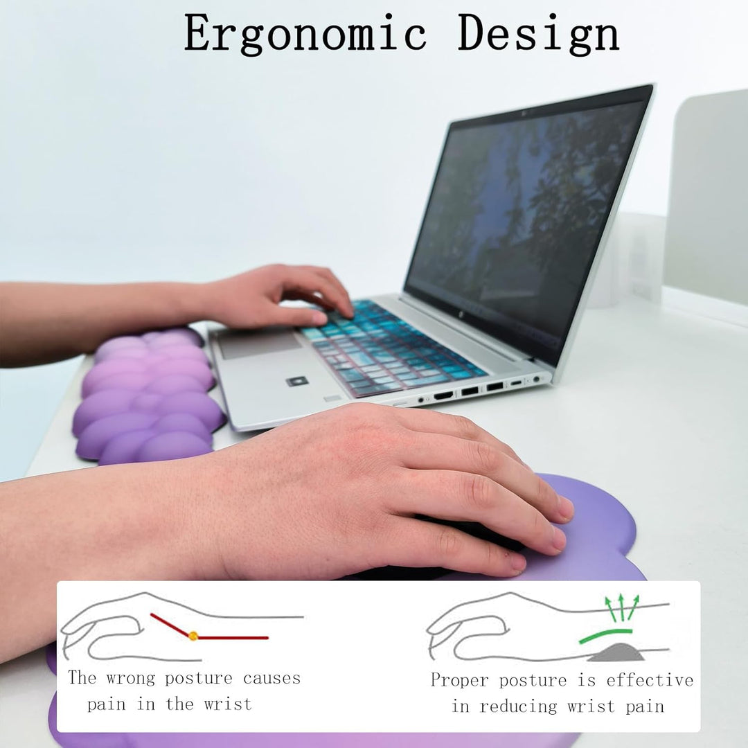 Wolkenförmige ergonomische Handgelenkauflage mit Mauspad und Untersetzer – Zeyora
