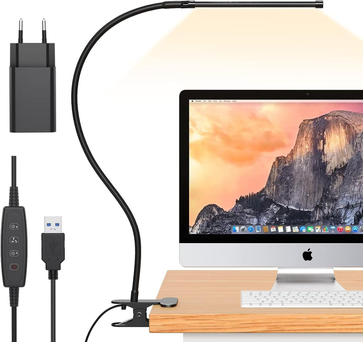 77 LED Schreibtisch-Klemmlampe mit USB-Stromversorgung und flexiblem Schwanenhals – Serava