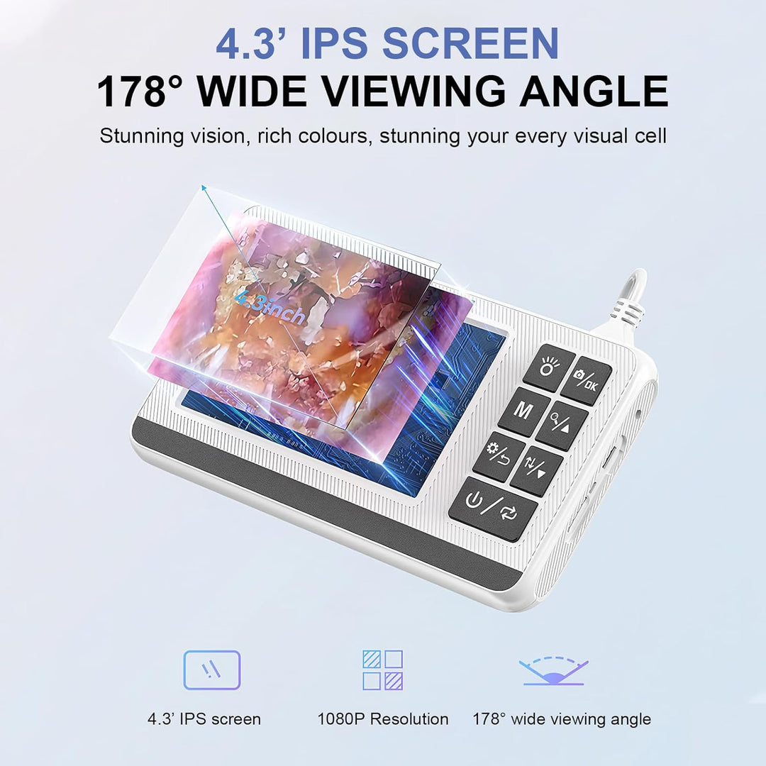 Ohrreinigungsohrmikroskop mit 3,9 mm Kamera und 4,3-Zoll HD-Bildschirm – Claryon