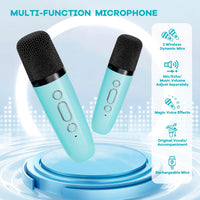 Tragbare Mini-Karaoke-Maschine mit Bluetooth-Lautsprecher und 2 kabellosen Mikrofonen – Veylo