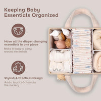 Baby Nappy Caddy Organizer – Plüsch Sherpa Aufbewahrungskorb mit Fächern – Elvoria