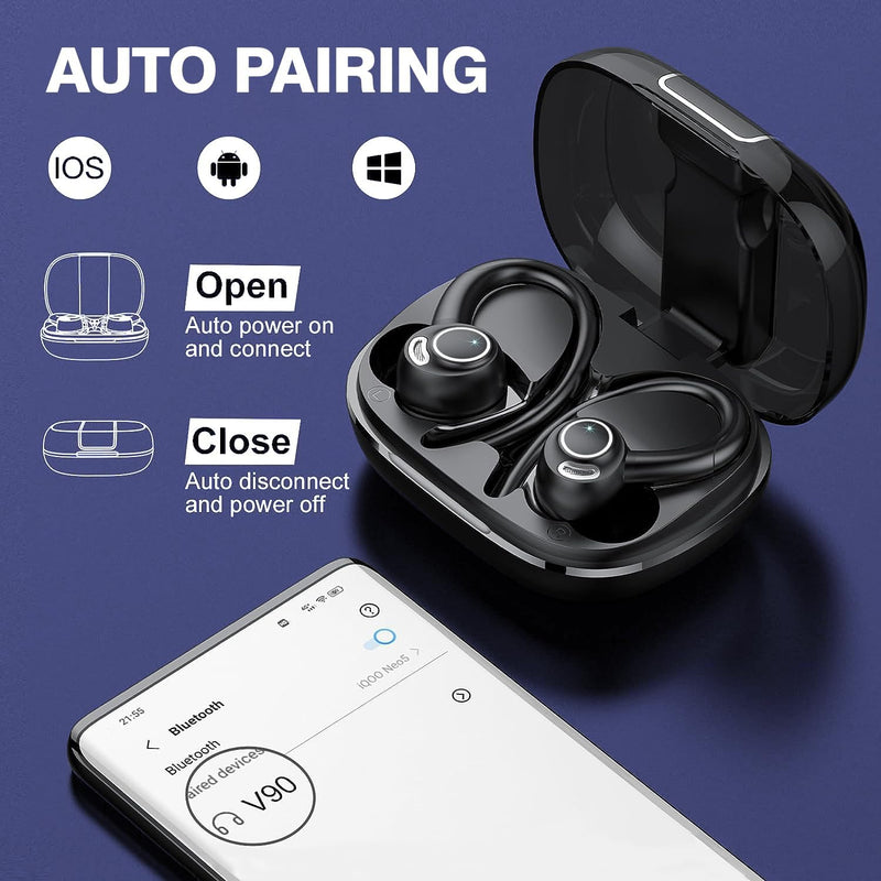 Drahtlose Bluetooth 5.3 Sport-Ohrhörer mit Geräuschreduzierung und 48 Stunden Wiedergabe – Zeyora