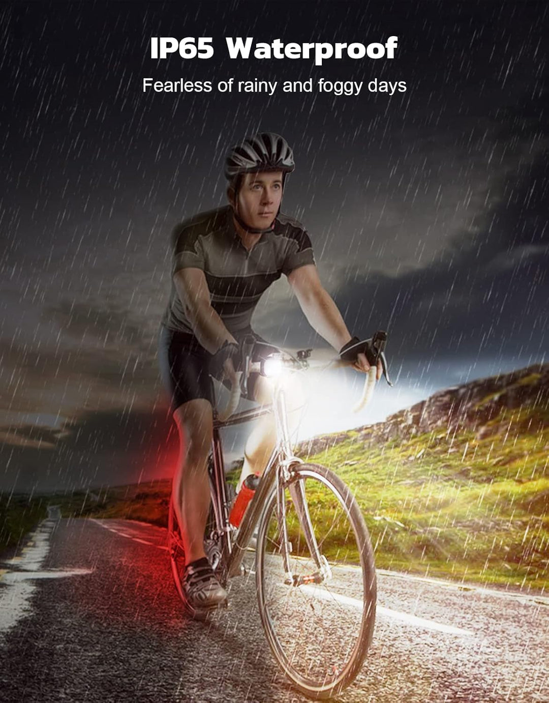 Ultra schlanke USB wiederaufladbare Fahrradlichter Set mit 4+6 Modi – SlimBeam