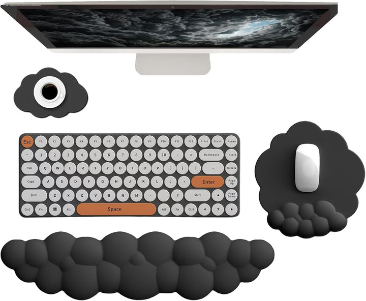 Wolkenförmige ergonomische Handgelenkauflage mit Mauspad und Untersetzer – Zeyora