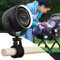 Wiederaufladbarer Clip-on-Kinderwagenventilator mit Nachtlicht 100 Geschwindigkeiten
