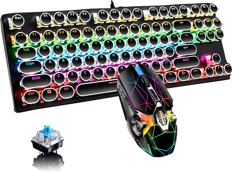 87-Tasten Mechanische Gaming-Tastatur RGB Hinterbeleuchtet Blaue Schalter