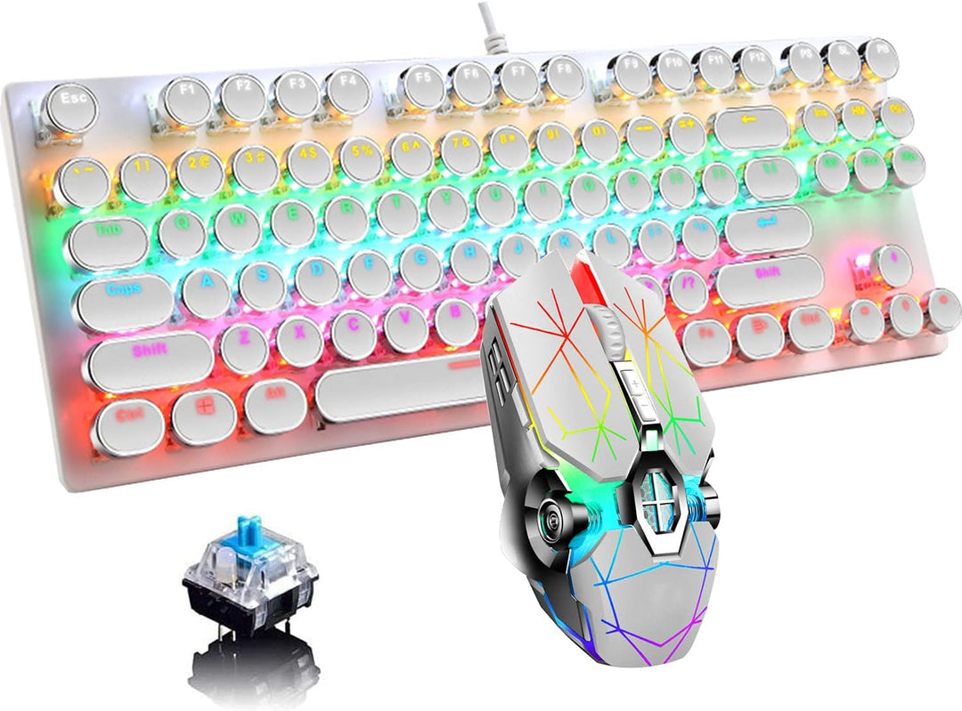 87-Tasten Mechanische Gaming-Tastatur RGB Hinterbeleuchtet Blaue Schalter