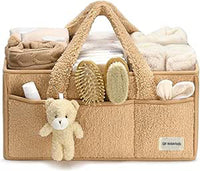 Baby Nappy Caddy Organizer – Plüsch Sherpa Aufbewahrungskorb mit Fächern – Elvoria