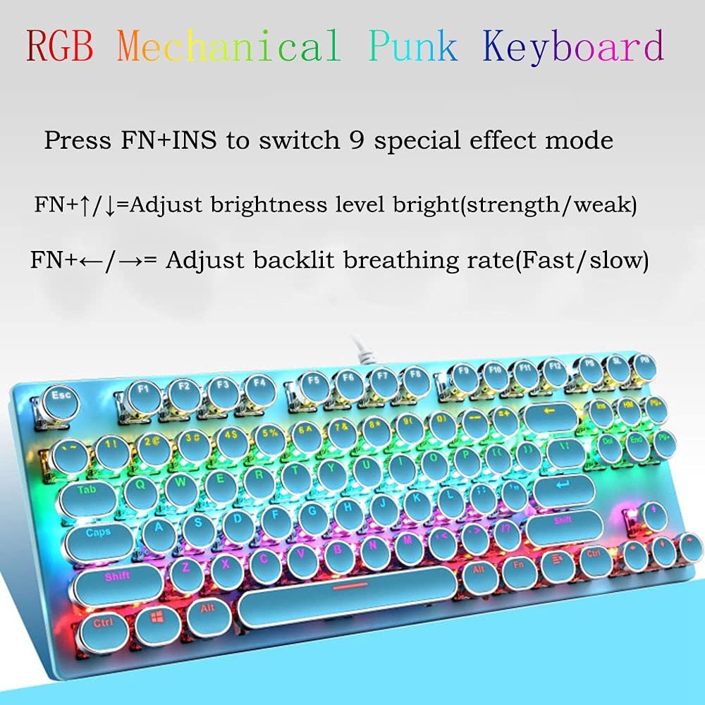87-Tasten Mechanische Gaming-Tastatur RGB Hinterbeleuchtet Blaue Schalter