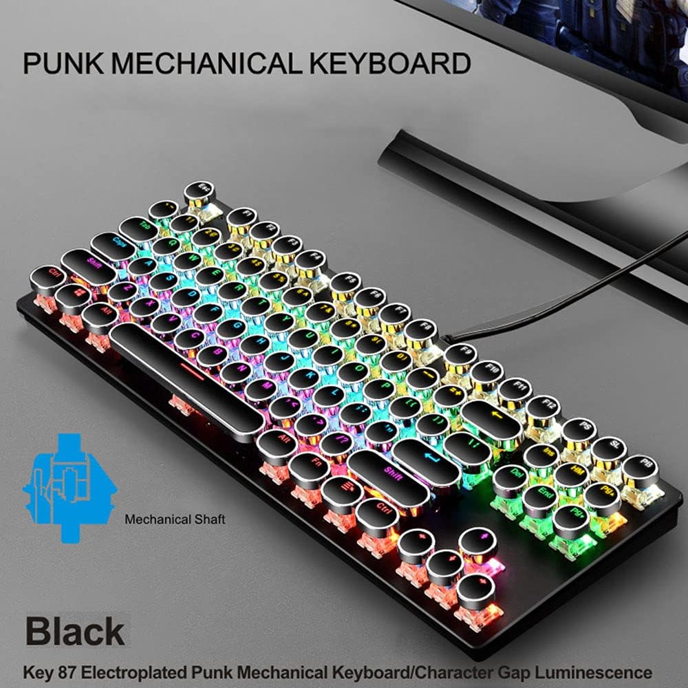 87-Tasten Mechanische Gaming-Tastatur RGB Hinterbeleuchtet Blaue Schalter