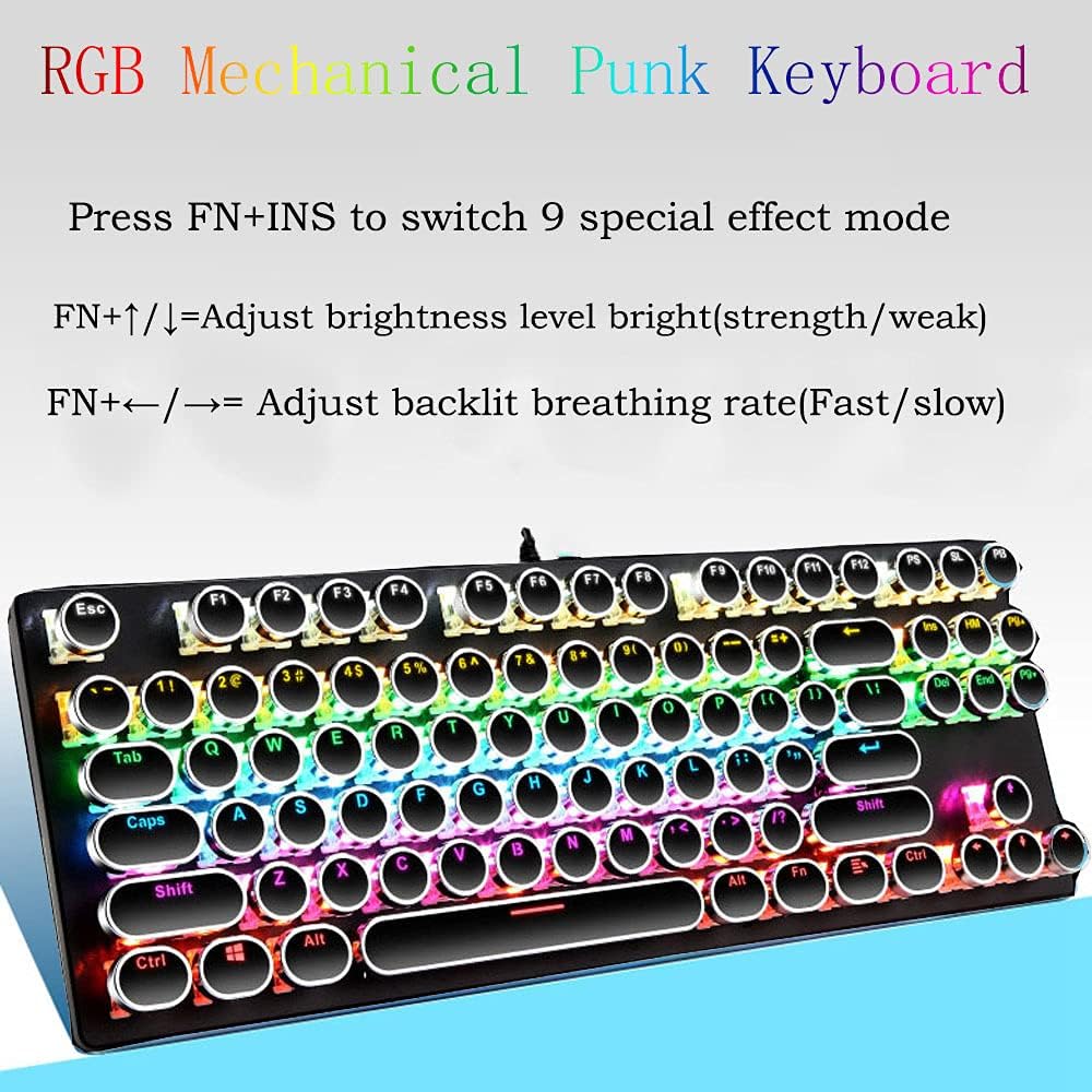 87-Tasten Mechanische Gaming-Tastatur RGB Hinterbeleuchtet Blaue Schalter