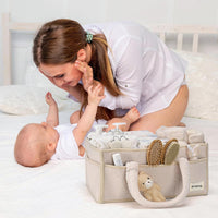 Baby Nappy Caddy Organizer – Plüsch Sherpa Aufbewahrungskorb mit Fächern – Elvoria