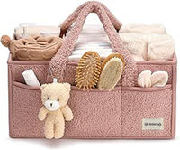 Baby Nappy Caddy Organizer – Plüsch Sherpa Aufbewahrungskorb mit Fächern – Elvoria