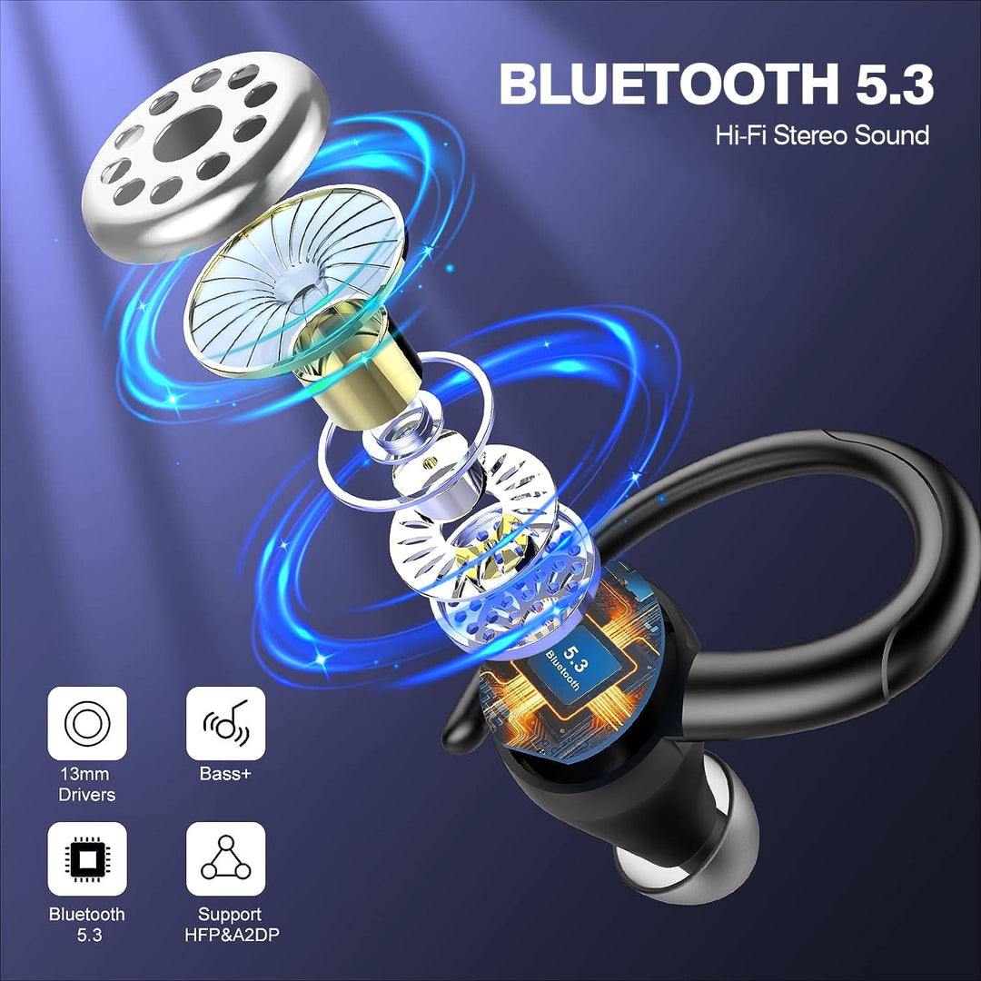 Drahtlose Bluetooth 5.3 Sport-Ohrhörer mit Geräuschreduzierung und 48 Stunden Wiedergabe – Zeyora