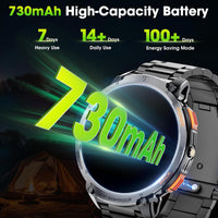 Militärische Smartwatch für Männer mit 1,85" HD-Bildschirm und Taschenlampe