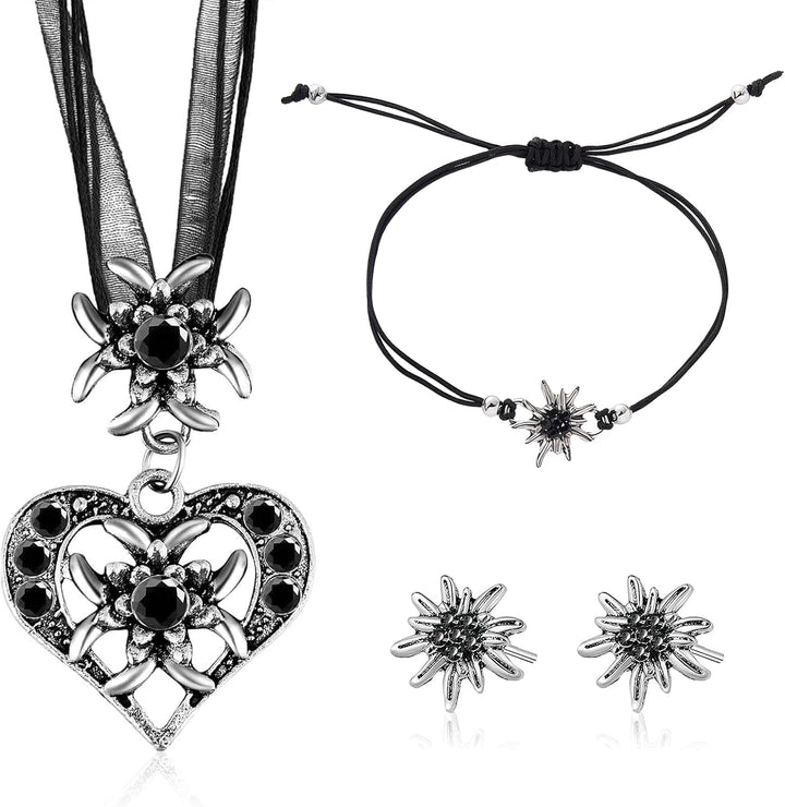 Edelweiß Schmuckset mit Herzanhänger – BergMystik Oktoberfest 2026