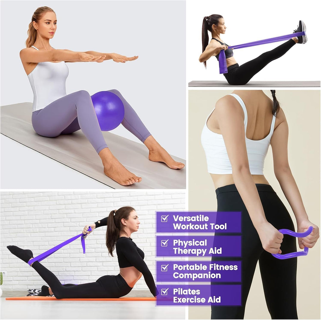 9-teiliges Pilates-Set für zu Hause mit Ring, Ball, Bändern und rutschfesten Socken
