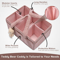 Baby Nappy Caddy Organizer – Plüsch Sherpa Aufbewahrungskorb mit Fächern – Elvoria