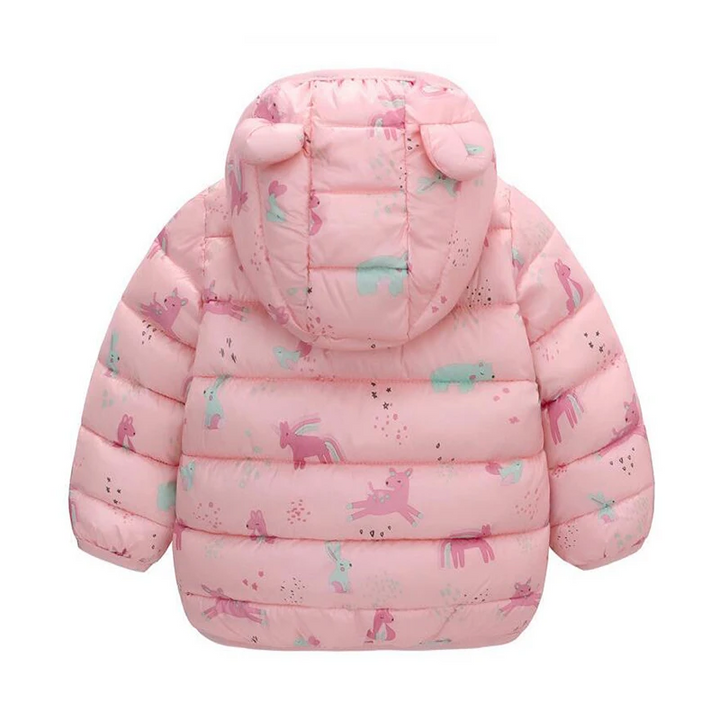 Kinder Regenjacke wasserdicht im Daunenstil mit Karikatur-Design – Miro