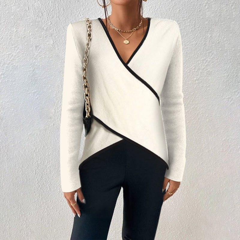 Damen Wickelpullover mit V-Ausschnitt – Lorena Herbstedition