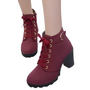 Damen Schnürstiefeletten mit Absatz und dicker Sohle – Yeda