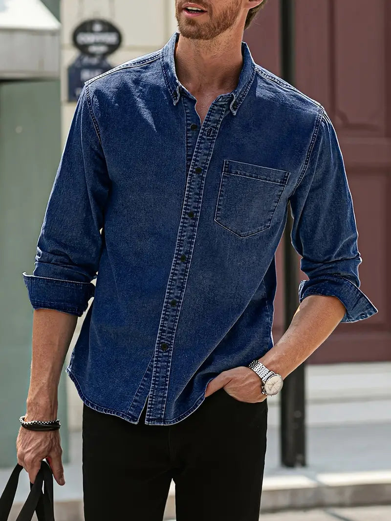Herbst Denim Herrenhemd – Mailand