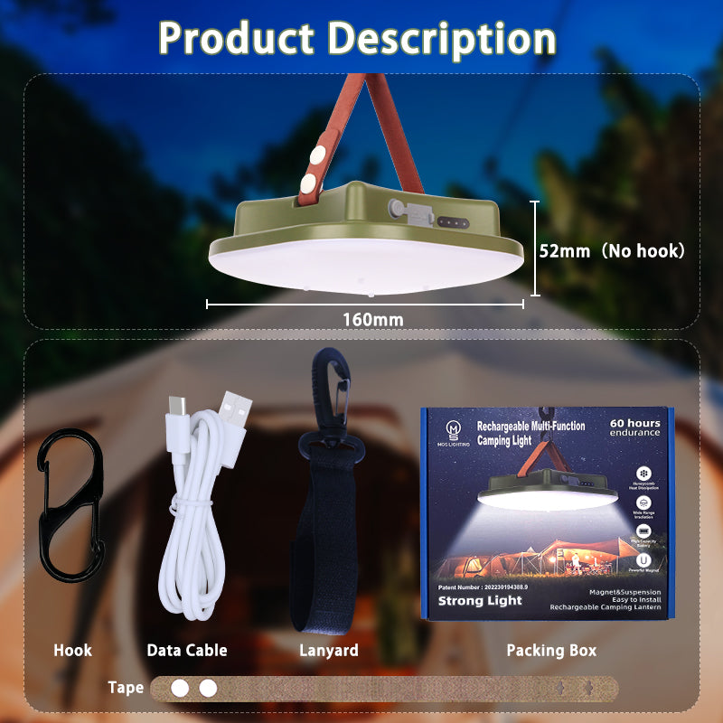 Campinglampe | Solar Aufladbar Magnetbefestigung Robust Vielseitig-Luzern Mode