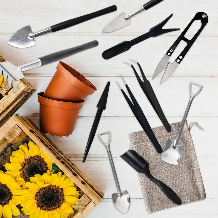 12-in-1 Sukkulententools Set mit Aufbewahrungstasche für die Innenraumbegrünung