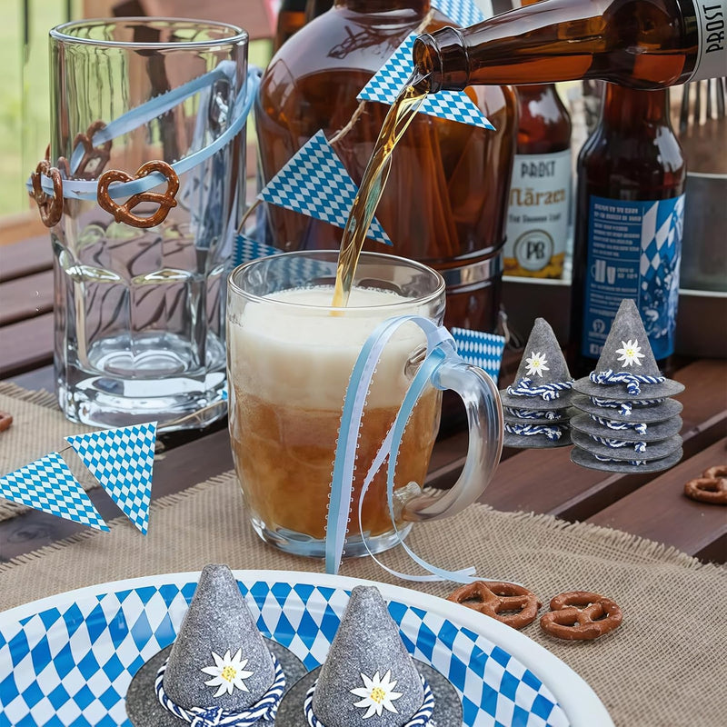 Mini-Trachtenhüte aus Filz im 12er-Set – EdelweißMini Oktoberfest 2026