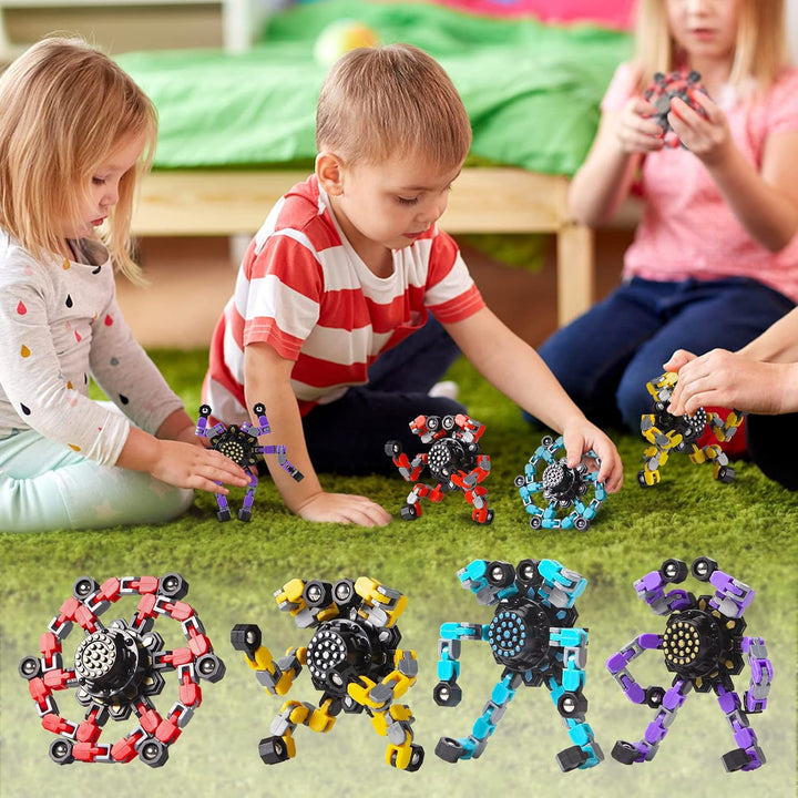 Verformbarer Anti-Stress-Fidget Spinner für Kinder & Erwachsene – 4er-Set