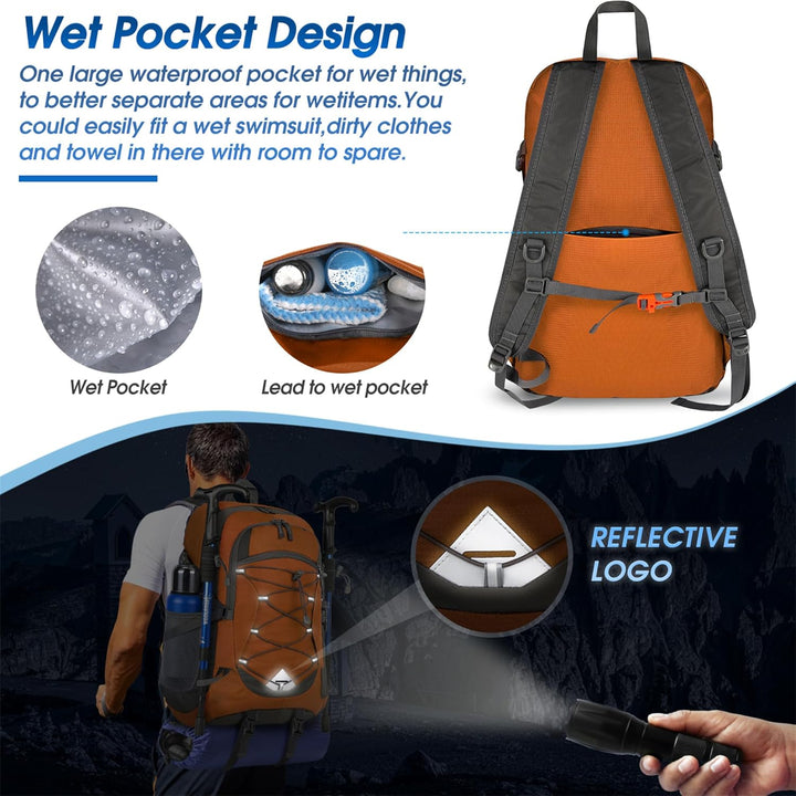 40L Wasserdichter Wander- und Campingrucksack – Leicht & Faltbar – 2 zum Preis von 1