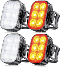 Ultra schlanke USB wiederaufladbare Fahrradlichter Set mit 4+6 Modi – SlimBeam