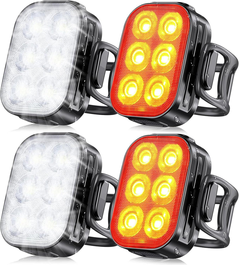 Ultra schlanke USB wiederaufladbare Fahrradlichter Set mit 4+6 Modi – SlimBeam