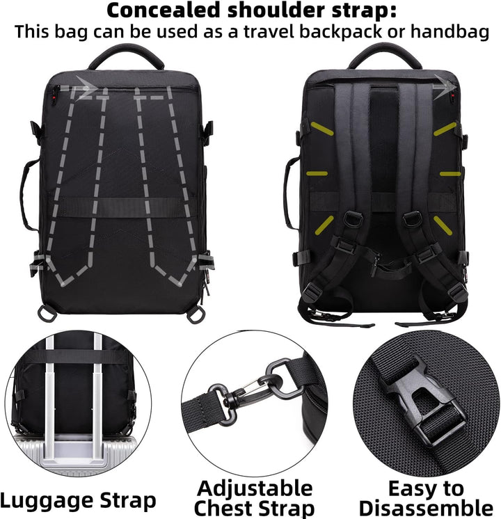 Erweiterbarer 45–55L Wasserdichter Reiserucksack mit 46,5 cm Laptopfach