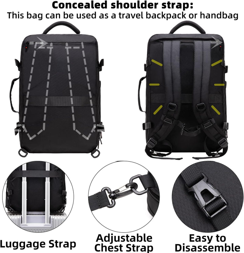 Erweiterbarer 45–55L Wasserdichter Reiserucksack mit 46,5 cm Laptopfach