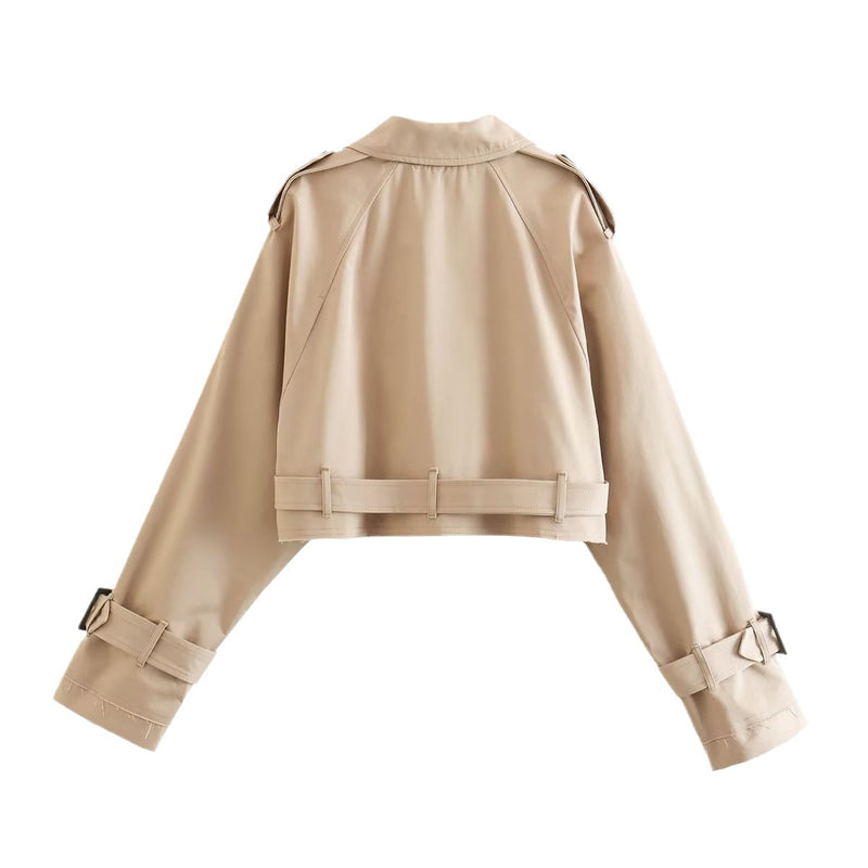 Trendige Kurze Damen-Trenchcoat mit Gürtel – Amelie