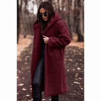 Langer Damen Teddy Mantel mit Kapuze – Maren