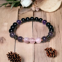 Armband für Damen | Rosenquarz | Obsidian | Amethyst | Stilvoll-Rosenquarz & Obsidian & Amethyst-Luzern Mode