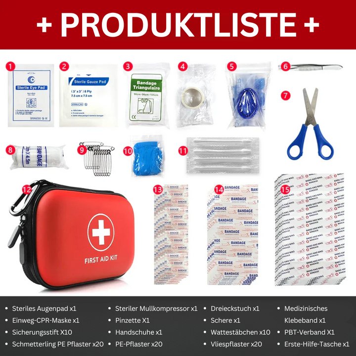 Erste-Hilfe-Kit | 91-teilig Kompakt Vielseitig Tragbar Langlebig-Rot-Luzern Mode