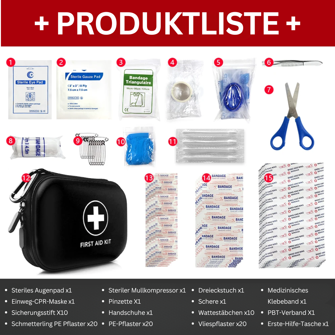 Erste-Hilfe-Kit | 91-teilig Kompakt Vielseitig Tragbar Langlebig-Schwarz-Luzern Mode