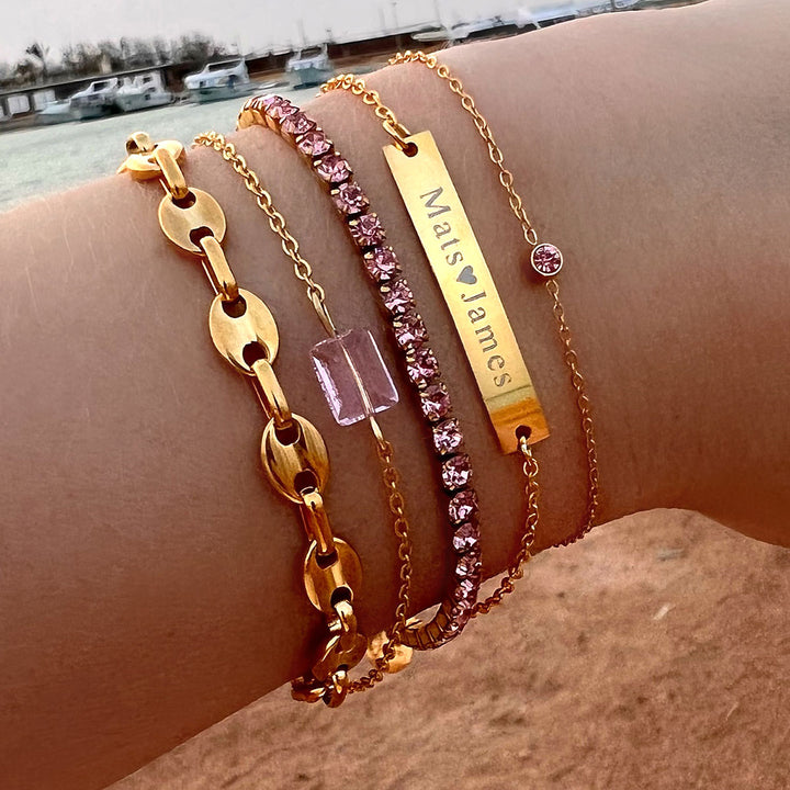 925 Sterling Silberarmband - GoldFlash 