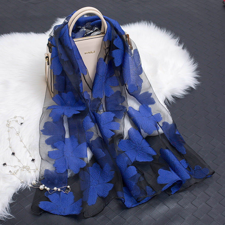 Trendiger Damen Seidenschal mit Blumenmuster und Cut-out-Design – Fiora (1+1 GRATIS)