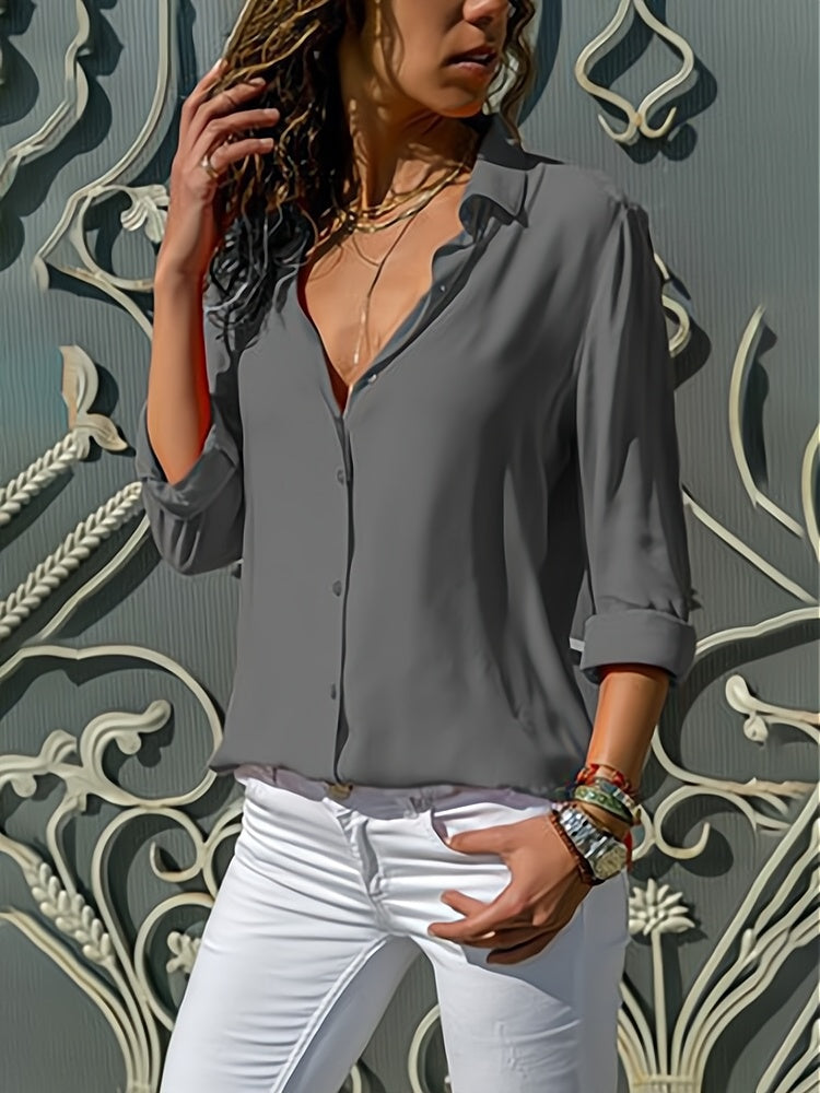 Lockeres Damen-Bluse mit Knopfleiste – Isabella