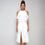 Asymmetric Halterneck Midi Dress - Claudia