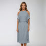 Asymmetric Halterneck Midi Dress - Claudia