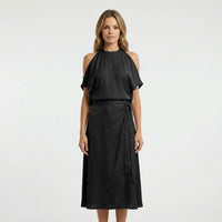Asymmetric Halterneck Midi Dress - Claudia