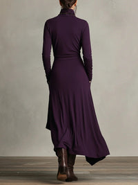 Asymmetric Maxi Dress With High Collar - Marguerite